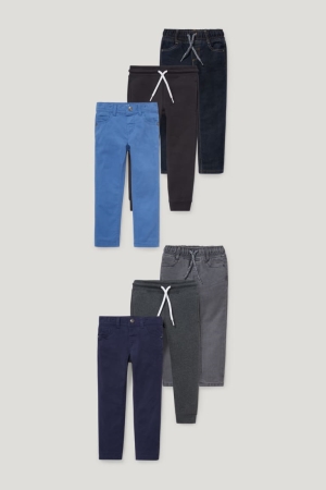 C&A Multipack Of 6, Thermal And Joggers Slim Fit Jeans Jongens Zwart | 9735OTVGK