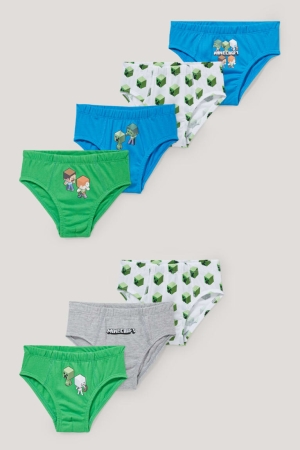 C&A Multipack Of 7 Minecraft Briefs Organic Katoenen Ondergoed Jongens Groen | 0354YOWQP