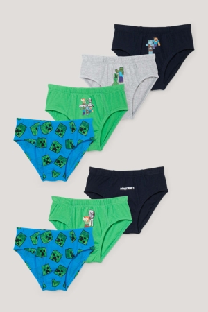 C&A Multipack Of 7 Minecraft Briefs Organic Katoenen Ondergoed Jongens Zwart | 9047BNDTP