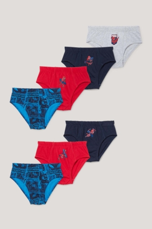 C&A Multipack Of 7 Spider-man Briefs Organic Katoenen Ondergoed Jongens Rood | 7638AMZPF