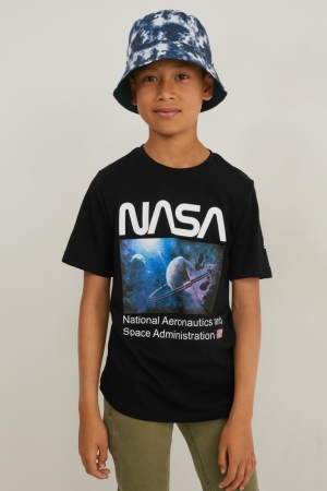 C&A Nasa Sleeve T-shirts Jongens Zwart | 8034IULRD