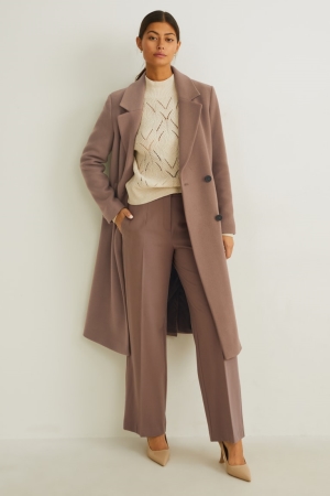 C&A New Wol Blend Jassen Dames Beige | 1985EJUAK