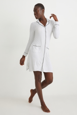 C&A NightPatterned Nachtkleding Dames Donkergrijs | 6058HIUPY