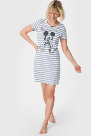 C&A NightStriped Mickey Mouse Nachtkleding Dames Grijs | 9562TMDSK
