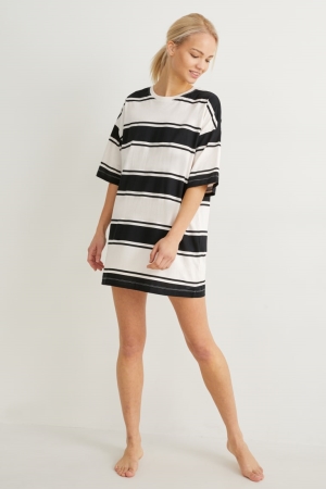 C&A NightStriped Nachtkleding Dames Lichtbeige | 2695ZIFKV