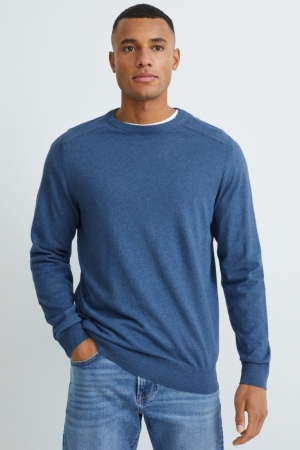 C&A Organic Katoenen Jumpers Heren Donkerblauw | 4687SVWTN