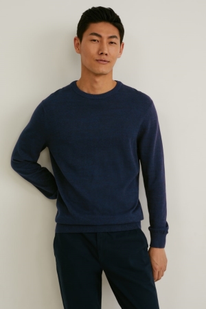 C&A Organic Katoenen Jumpers Heren Donkerblauw | 6785LOKUE