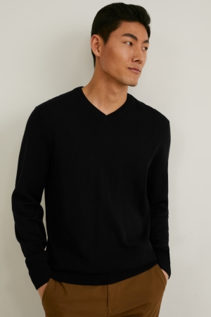C&A Organic Katoenen Jumpers Heren Zwart | 2154GHMBF
