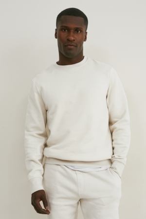 C&A Organic Katoenen Sweatshirts Heren Creme | 6719GXJZI