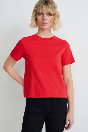 C&A Organic Katoenen T-shirts Dames Rood | 2975CIQUN