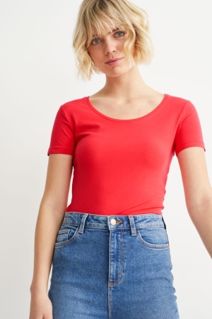 C&A Organic Katoenen T-shirts Dames Rood | 7480KLNAP