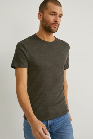 C&A Organic Katoenen T-shirts Heren Donkergroen | 6235FLWAS