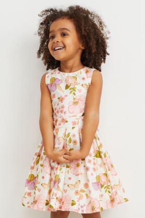 C&A Partywear Floral Jurken Meisjes Wit Roze | 0514ANFXU
