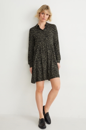 C&A Patterned Jurken Dames Donkergroen Zwart | 4315DIFAY