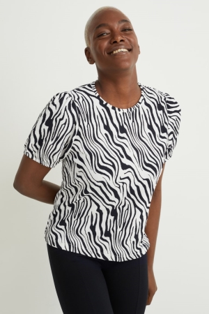 C&A Patterned T-shirts Dames Zwart Wit | 2310TPJEK