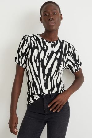C&A Patterned T-shirts Dames Zwart Wit | 3067QFGPZ