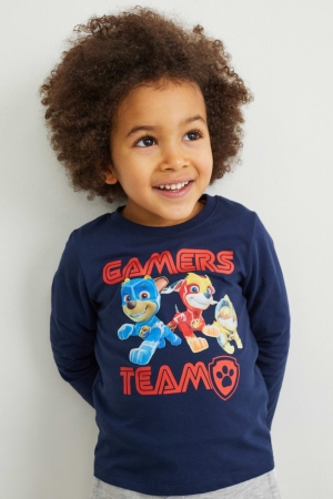 C&A Paw Patrol Long Sleeve Topjes Jongens Donkerblauw | 7098HCTIF
