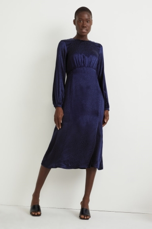 C&A Polka Dot Jurken Dames Donkerblauw | 8507QLPEW