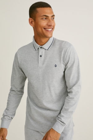 C&A Polo Flex Organic Katoenen Lycra® Overhemd Heren Grijs | 3975PFUGD