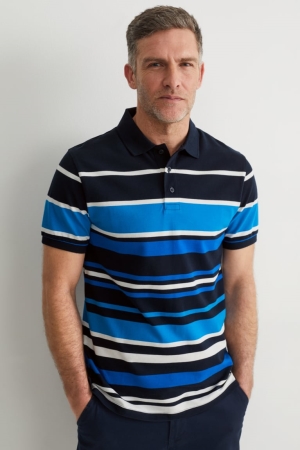 C&A Polo Gestreept Overhemd Heren Donkerblauw | 1256XJUSI