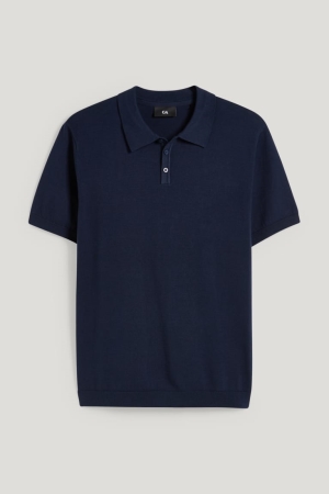 C&A Polo Hoodie Heren Donkerblauw | 2450SFRDC