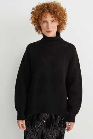 C&A Polo Neck Jumpers Dames Zwart | 2964QFJCX