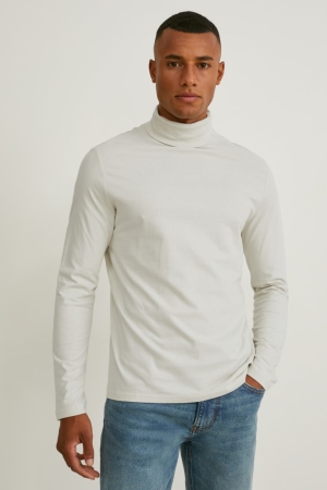 C&A Polo Neck Organic Katoenen Topjes Heren Wit | 0591GYVEH