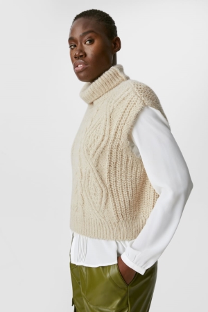 C&A Polo Neck Slipover Hoodie Dames Wit | 2508JYDMP