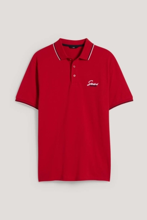 C&A Polo Overhemd Heren Donkerrood | 4238VSZEI