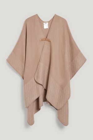 C&A Poncho Hoodie Dames Grijs Bruin | 3701ETAPO