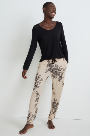 C&A Pyjama Bottoms Floral Nachtkleding Dames Beige | 0146OVKQB