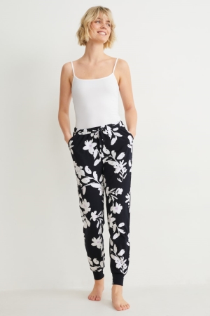 C&A Pyjama Bottoms Floral Nachtkleding Dames Donkerblauw | 5871ITOQZ