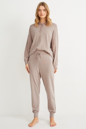 C&A Pyjama Bottoms Nachtkleding Dames Grijs Bruin | 1793QXITF