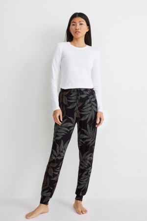 C&A Pyjama Bottoms Patterned Nachtkleding Dames Zwart | 4862GVNKP