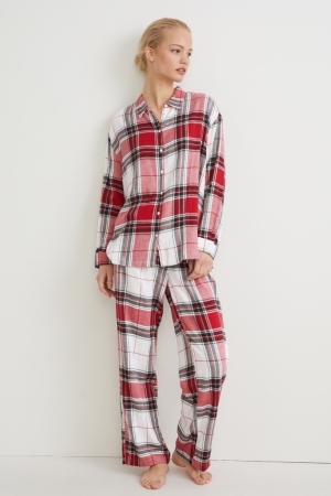 C&A Pyjamas Check Nachtkleding Dames Rood | 4967ASFUY