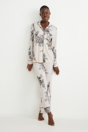 C&A Pyjamas Floral Nachtkleding Dames Beige | 6215RKWON