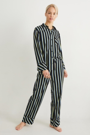 C&A Pyjamas Gestreept Nachtkleding Dames Zwart | 3417YVIXH