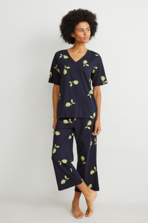 C&A Pyjamas Nachtkleding Dames Donkerblauw | 7842VFWQZ