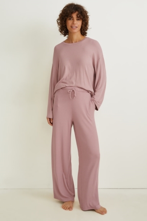 C&A Pyjamas Nachtkleding Dames Donkerroze | 8562NUORS