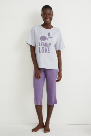 C&A Pyjamas Nachtkleding Dames Lichtgrijs | 7205RTGYL