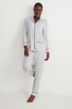 C&A Pyjamas Patterned Nachtkleding Dames Wit | 1079MHSNK