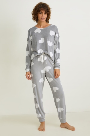 C&A Pyjamas Patterned Nachtkleding Dames Grijs | 2438FEVTO