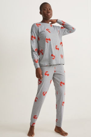 C&A Pyjamas Patterned Nachtkleding Dames Lichtgrijs | 5486CEVAF