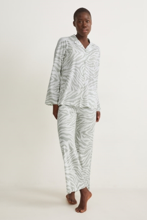 C&A Pyjamas Patterned Nachtkleding Dames Wit | 6358ZJQKP