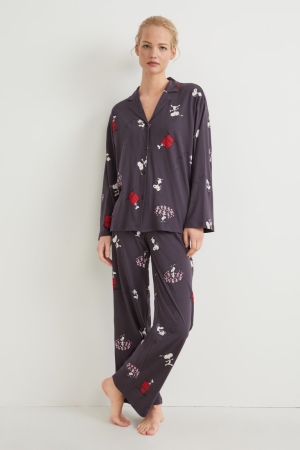 C&A Pyjamas Peanuts Nachtkleding Dames Donkergrijs | 5921HUNBK