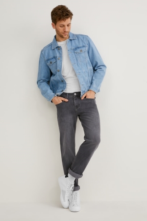 C&A Rechtdoor Flex Organic Katoenen Lycra® Jeans Heren Blauw Grijs | 0716INXGU