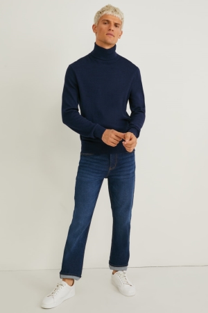 C&A Rechtdoor Lycra® Jeans Heren Blauw Donkerblauw | 9518XNSJB