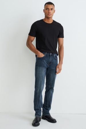 C&A Rechtdoor Lycra® Recycled Katoenen Jeans Heren Blauw | 4951ZDFRK