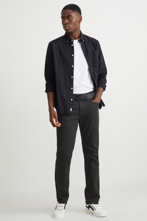 C&A Rechtdoor Lycra® With Recycled Katoenen Jeans Heren Zwart | 2396LNDOB