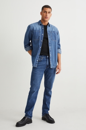 C&A Rechtdoor Organic Katoenen Jeans Heren Blauw | 2456QIDWA